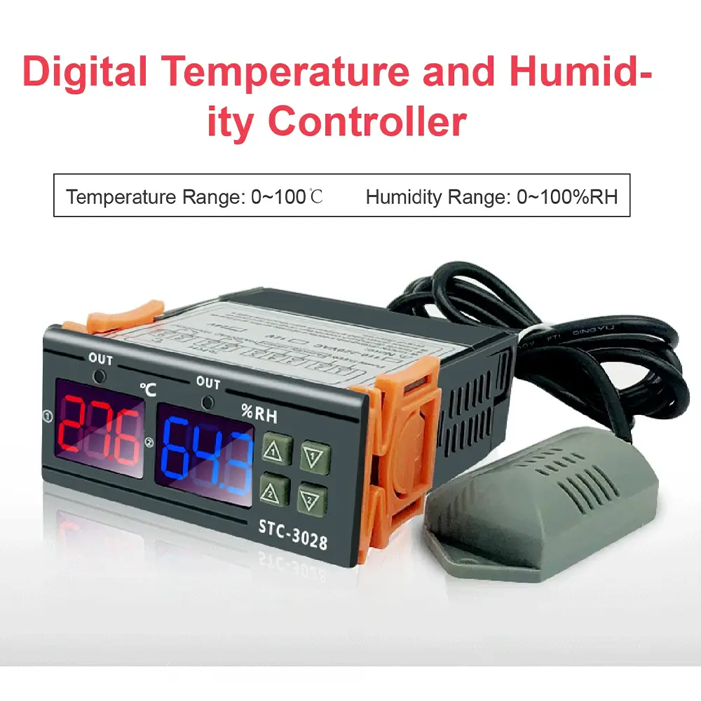 STC 3028 digital temperature and humidity controller thermostat supports DC12V