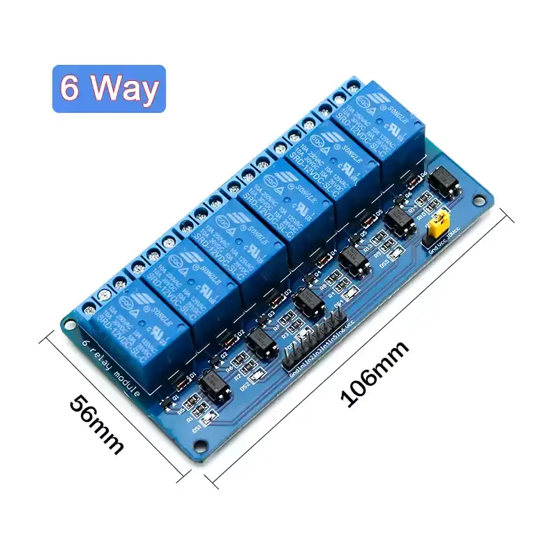 12V 6  Channel Relay Module With Optocoupler Relay Output 6 Way Relay Module For Arduino