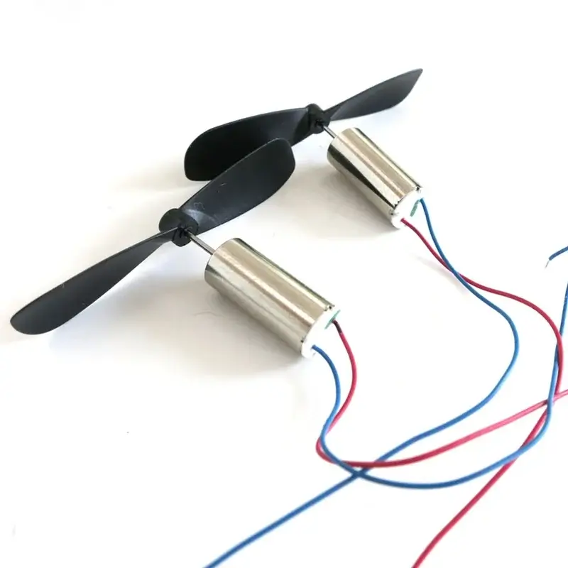 2pcs DC 3.7-4.2V 7*16MM Micro Helicopter Coreless DC Motor With Propeller Great Torque High Speed